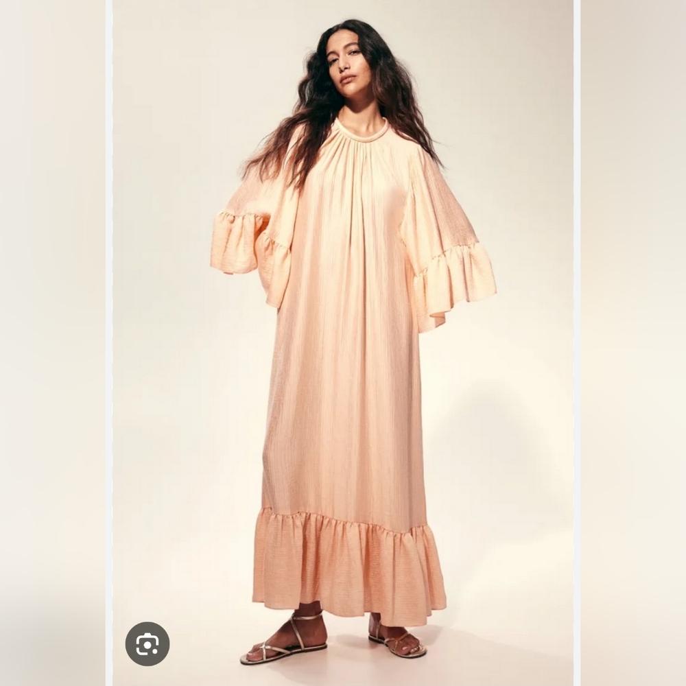 H&M Peach Ruffle Maxi Dress